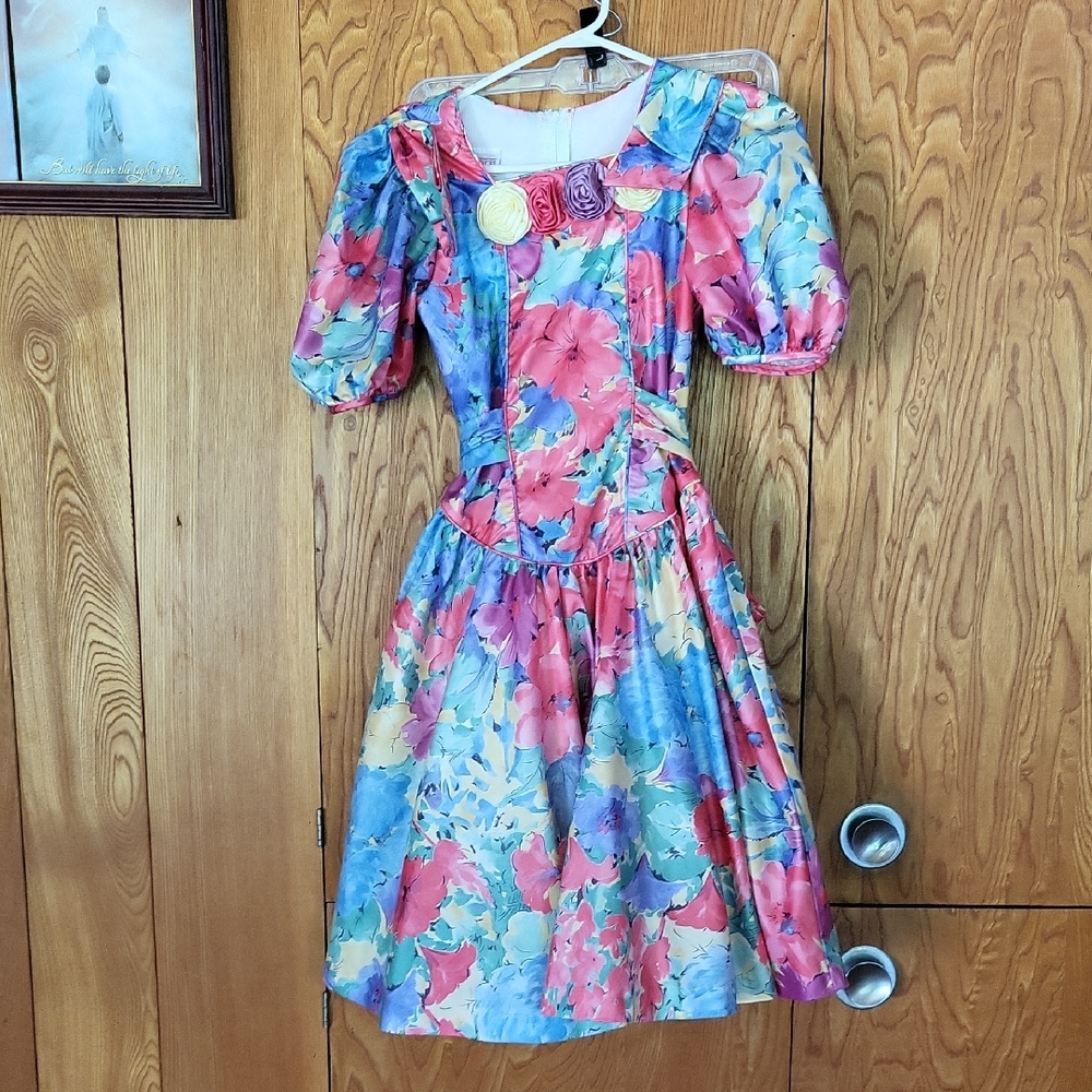 VINTAGE 80'S Dorrisa International Nicole Multicolor Floral Dress